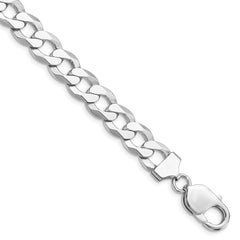 Sterling Silver Rhodium-plated 9.75mm Flat Curb Chain - 5