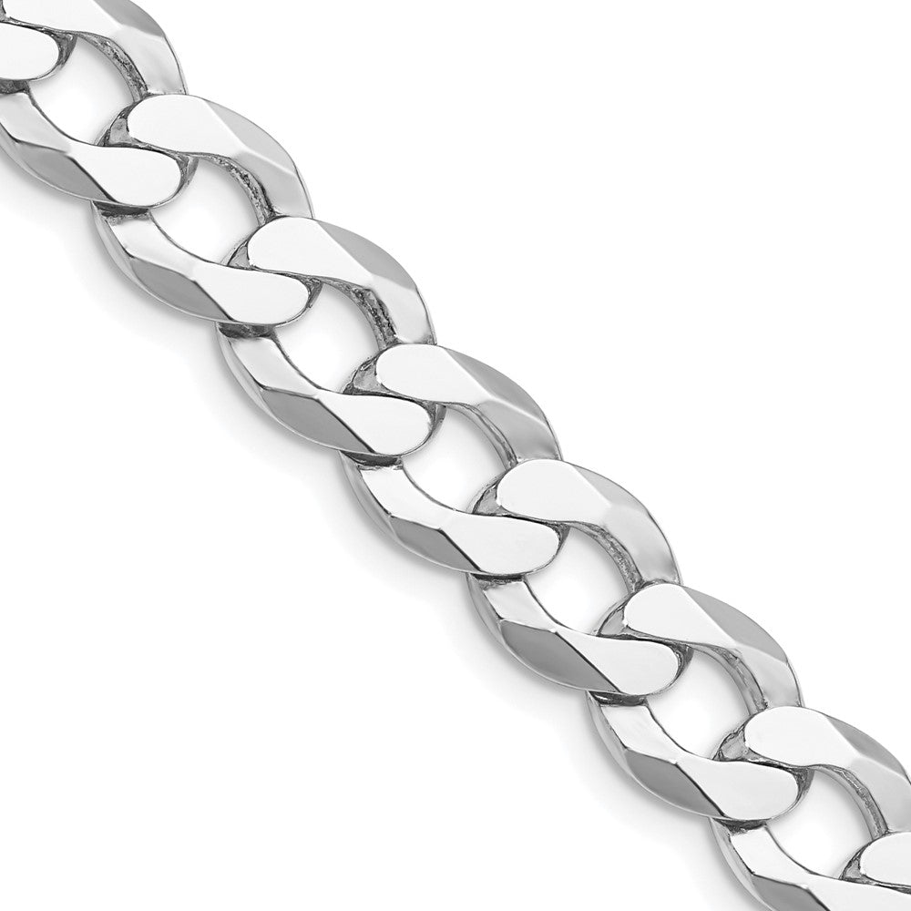 Sterling Silver Rhodium-plated 9.75mm Flat Curb Chain - 7