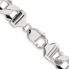 Sterling Silver Rhodium-plated 11.75mm Flat Curb Chain - 5