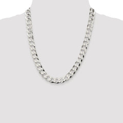 Sterling Silver Rhodium-plated 11.75mm Flat Curb Chain - 7