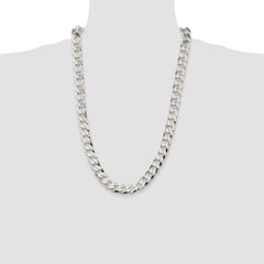 Sterling Silver Rhodium-plated 11.75mm Flat Curb Chain - 5