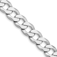 Sterling Silver Rhodium-plated 11.75mm Flat Curb Chain - 5
