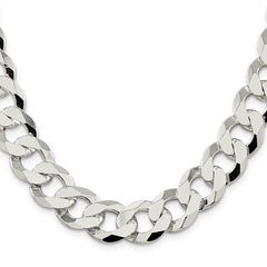 Sterling Silver 14mm Flat Curb Chain - 4
