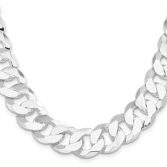 Sterling Silver 16mm Flat Curb Chain - 5