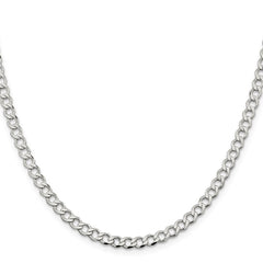Sterling Silver 4.5mm Semi-solid Flat Curb Chain - 4