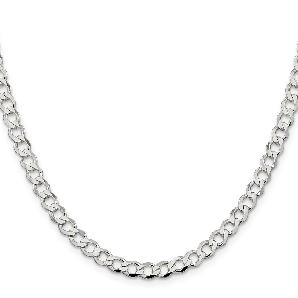 Sterling Silver 5.3mm Semi-solid Flat Curb Chain