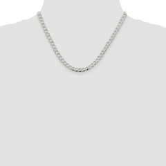 Sterling Silver 5.3mm Semi-solid Flat Curb Chain