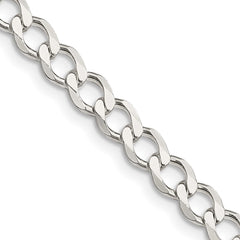 Sterling Silver 5.3mm Semi-solid Flat Curb Chain - 2