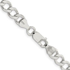 Sterling Silver 6.7mm Semi-solid Flat Curb Chain - 5