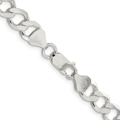 Sterling Silver 8.1mm Semi-solid Flat Curb Chain