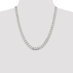 Sterling Silver 8.1mm Semi-solid Flat Curb Chain