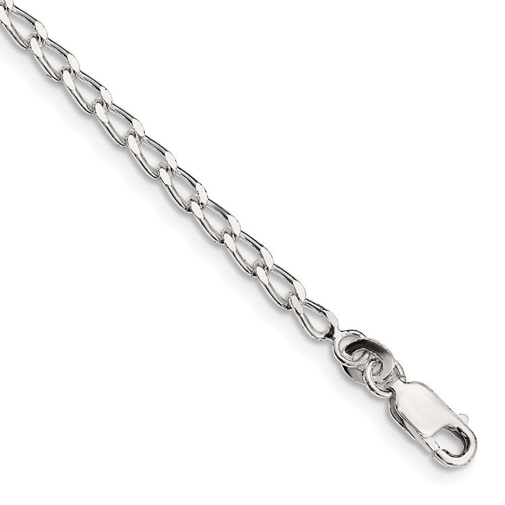 Sterling Silver 2.8mm Open Elongated Link Chain Anklet - 2