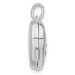 Sterling Silver Rhodium-plated Mom 15mm Heart Locket