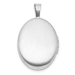 Sterling Silver Rhodium-plated Diamond Starburst 19x15mm Oval Locket