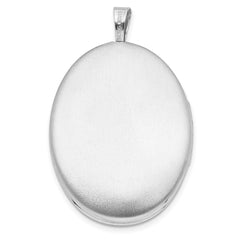 Sterling Silver Rhodium-plated Polished Medallion 26x20mm Oval Locket