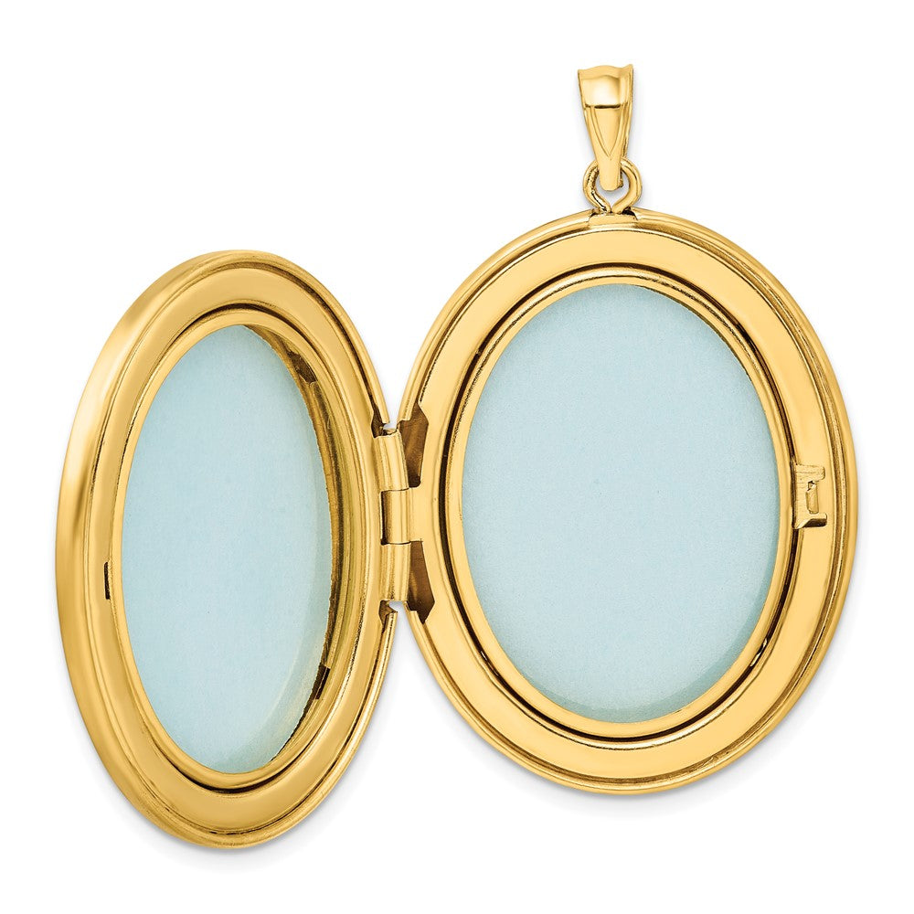 1/20 Gold Filled 34mm Polished/Satin Leaf Border 2-Frame Oval Locket