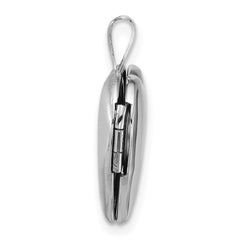 Sterling Silver Rhodium-plated Polished Front/Brushed Back 16mm Heart Locket