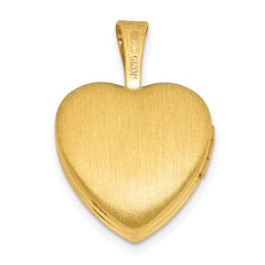 Sterling Silver Gold-plated Polished Front/Brushed Back Stars 12mm Heart Locket