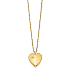 1/20 Gold Filled 20mm Polished/Satin Diamond Star Heart Locket Necklace