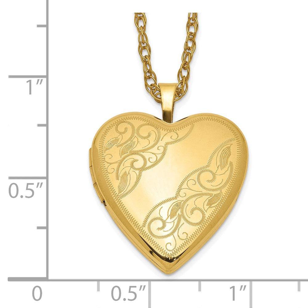 1/20 Gold Filled 20mm Side Swirled Heart Locket Necklace