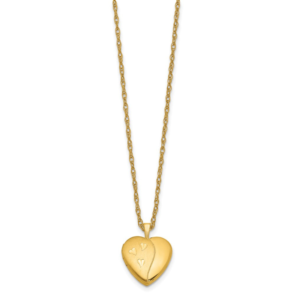 1/20 Gold Filled 16mm Satin and Polished Heart Locket Necklace
