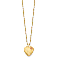 1/20 Gold Filled 16mm Enameled Flower I Love You Heart Locket Necklace