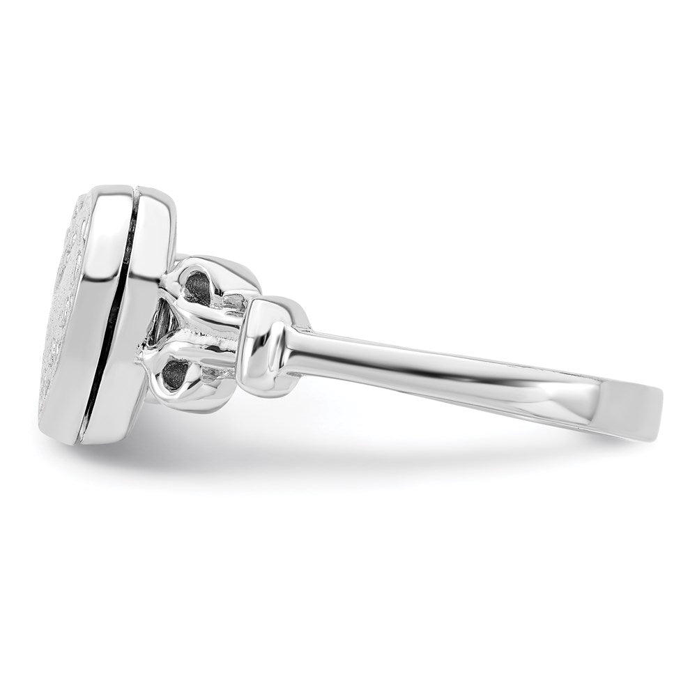 Sterling Silver Rhodium-plated 10mm Heart Locket Ring