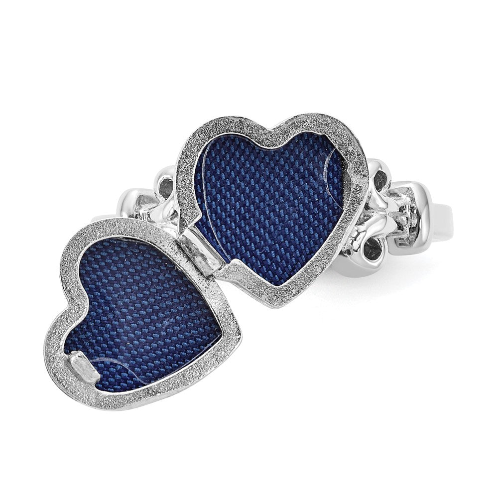 Sterling Silver Rhodium-plated 10mm Heart Locket Ring