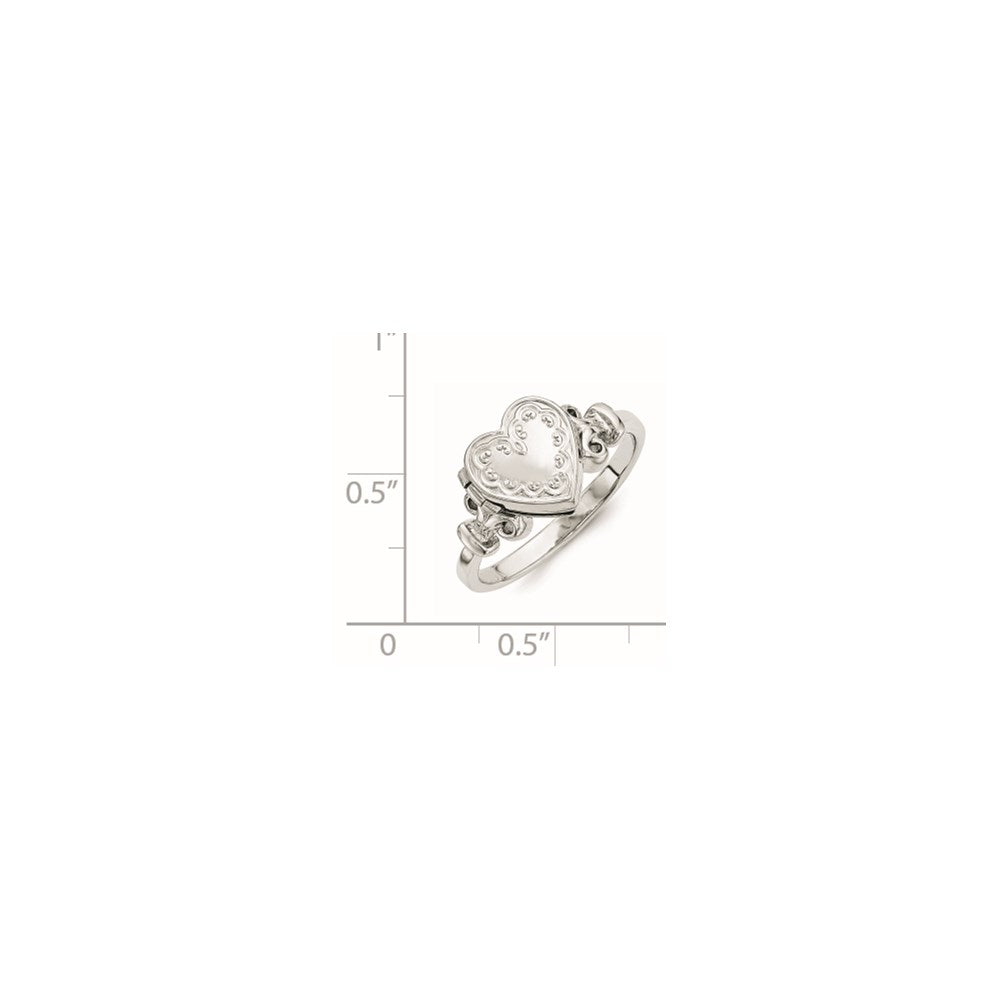 Sterling Silver Rhodium-plated 10mm Locket Ring