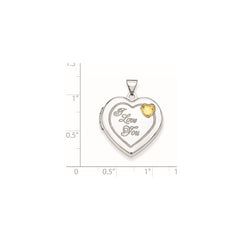 Sterling Silver Rhodium & Gold-plated 21mm I Love You Heart Locket