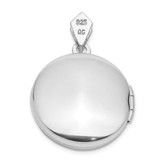 Sterling Silver Rhodium-plated 20mm Round w/Diamond Vintage Locket