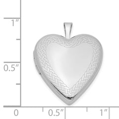 Sterling Silver Rhodium-plated Braided Edge Heart Locket