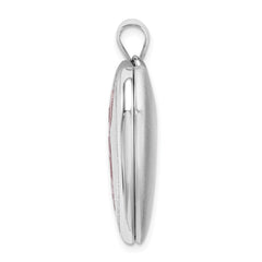 Sterling Silver Rhod-plated 24mm Enamel & D/C Pink Ribbon Ash Holder Locket