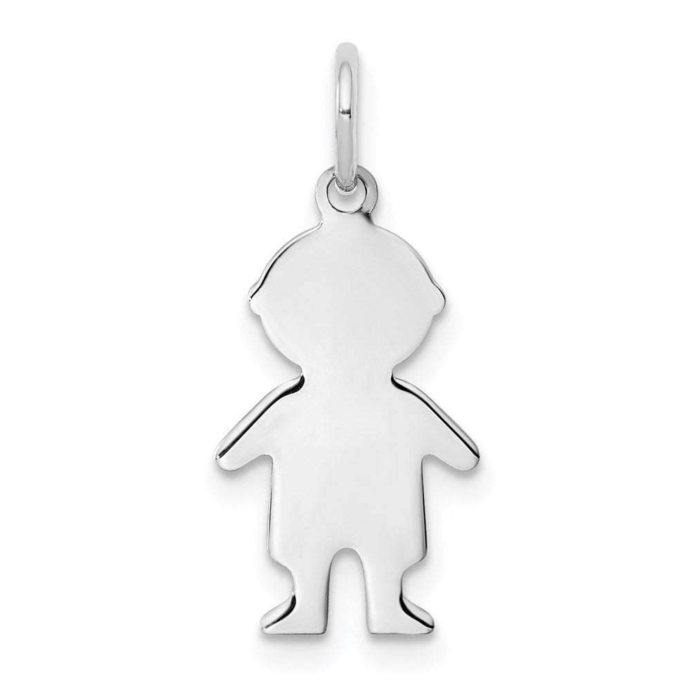 Sterling Silver Rhod-plated Eng. Boy Polished Front/Satin Back Disc Charm - 2