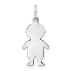 Sterling Silver Rhod-plated Eng. Boy Polished Front/Satin Back Disc Charm - 2