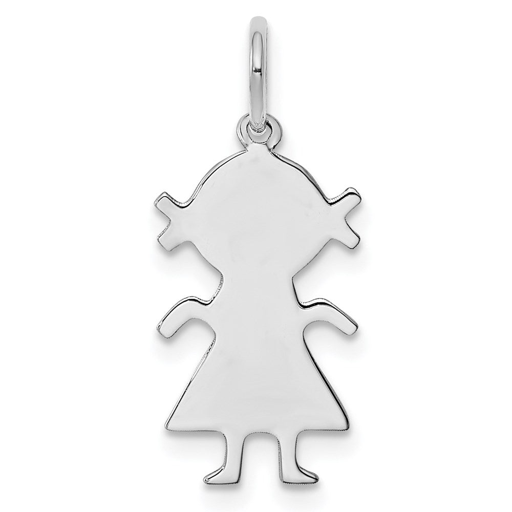 Sterling Silver Rhod-plated Eng. Girl Polished Front/Satin Back Disc Charm - 3