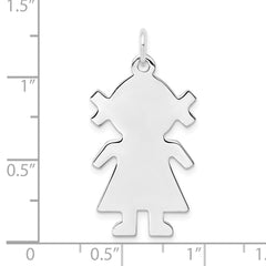 Sterling Silver Rhod-plated Eng. Girl Polished Front/Satin Back Disc Charm - 4