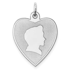 Sterling Silver Rhodium-plated Engraveable Boy Disc Charm - 2