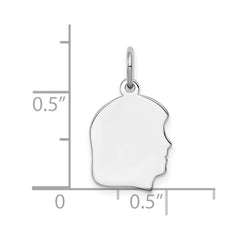Sterl Silver Rh-plt Engraveable Girl Polished Front/Satin Back Disc Charm - 17