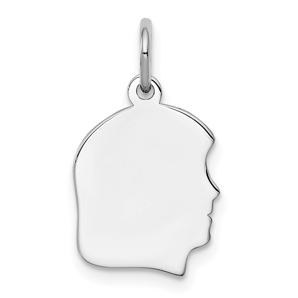 Sterl Silver Rh-plt Engraveable Girl Polished Front/Satin Back Disc Charm - 17