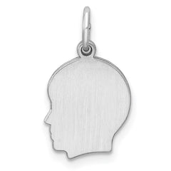 Sterl Silver Rh-plt Engraveable Boy Polished Front/Satin Back Disc Charm - 13