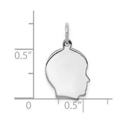 Sterl Silver Rh-plt Engraveable Boy Polished Front/Satin Back Disc Charm - 14