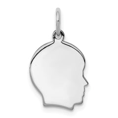 Sterl Silver Rh-plt Engraveable Boy Polished Front/Satin Back Disc Charm - 13