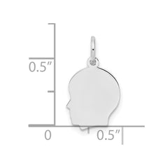 Sterl Silver Rh-plt Engraveable Boy Polished Front/Satin Back Disc Charm - 6