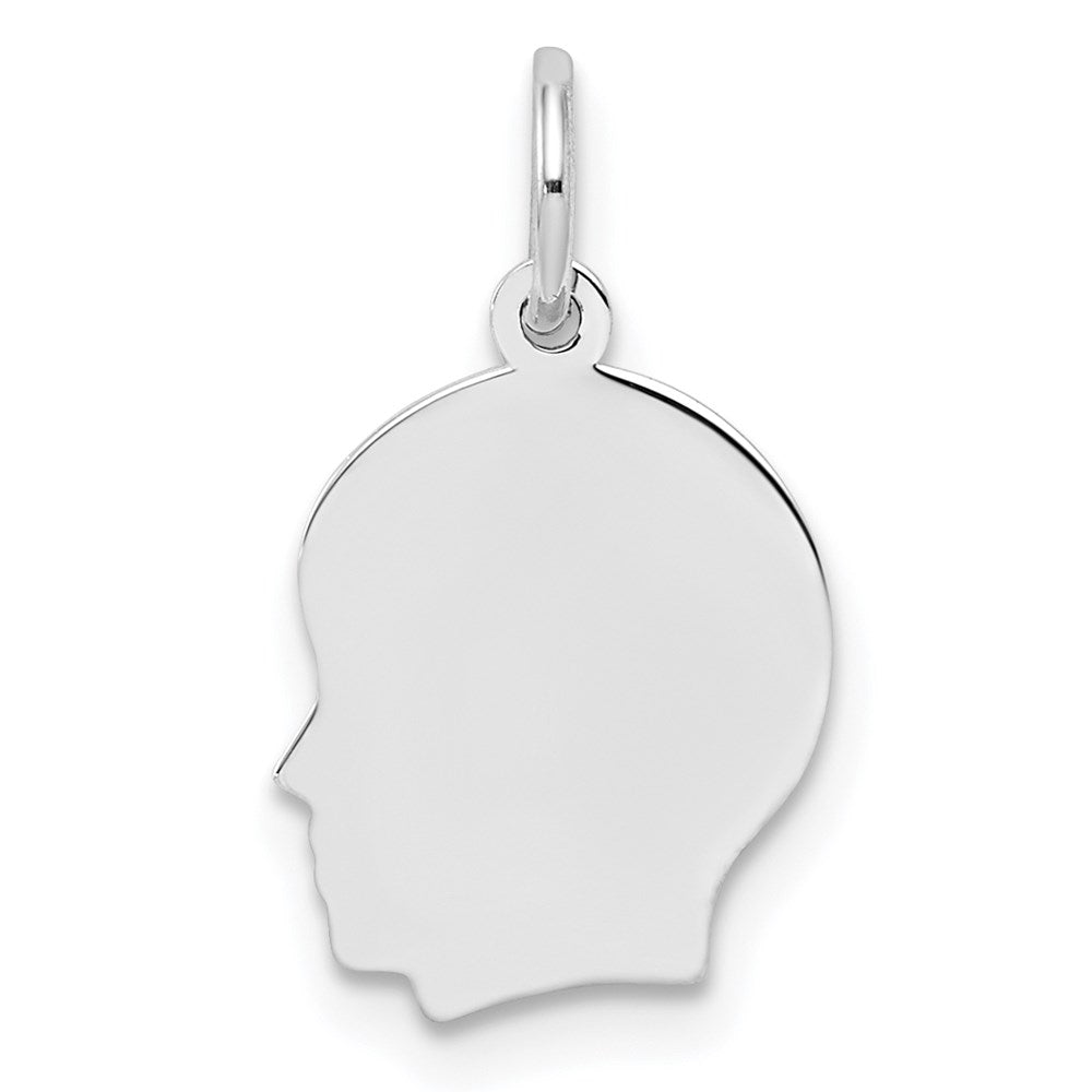 Sterl Silver Rh-plt Engraveable Boy Polished Front/Satin Back Disc Charm - 6