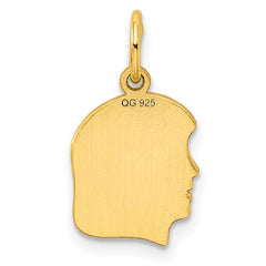 Sterling Silver GP Engraveable Girl Polished Disc Charm - 17
