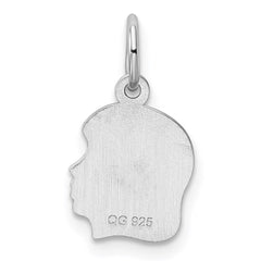 Sterl Silver Rh-plt Engraveable Girl Polished Front/Satin Back Disc Charm - 16