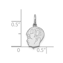 Sterl Silver Rh-plt Engraveable Boy Polished Front/Satin Back Disc Charm - 19