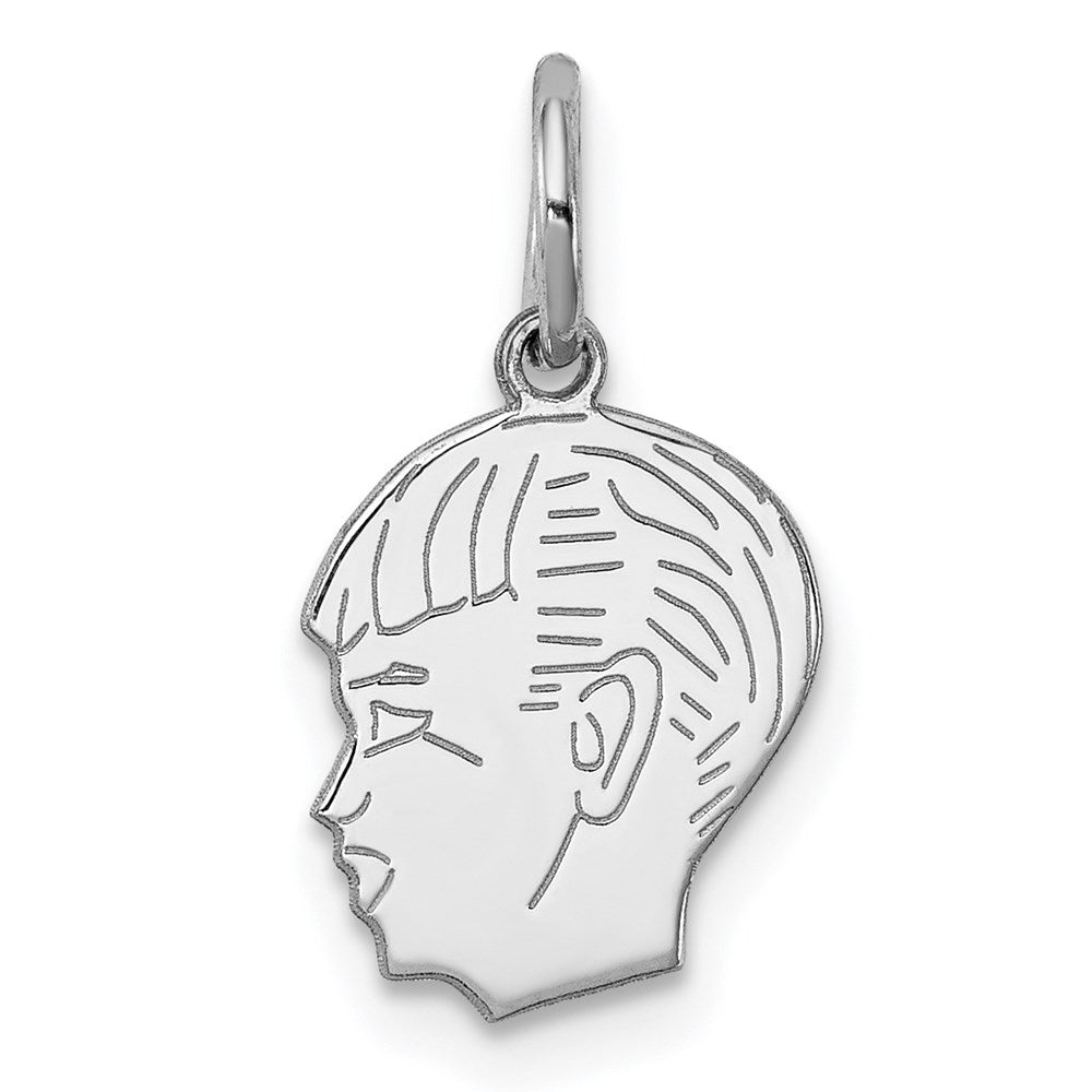 Sterl Silver Rh-plt Engraveable Boy Polished Front/Satin Back Disc Charm - 19
