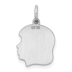 Sterl Silver Rh-plt Engraveable Girl Polished Front/Satin Back Disc Charm - 7